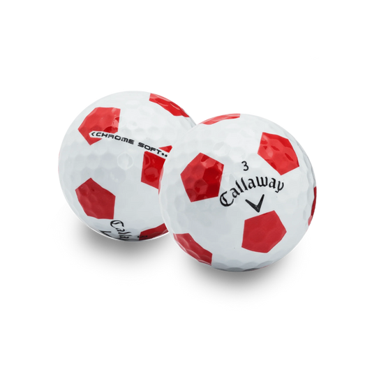 Used Callaway Chrome Soft Truvis White & Red Golf Balls - 1 Dozen